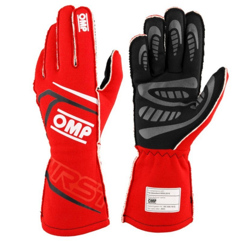 GUANTES OMP FIRST FIA 8856-2018 MY2025 ROJO TALLA S - OMP original APEXCORSE imagen 1