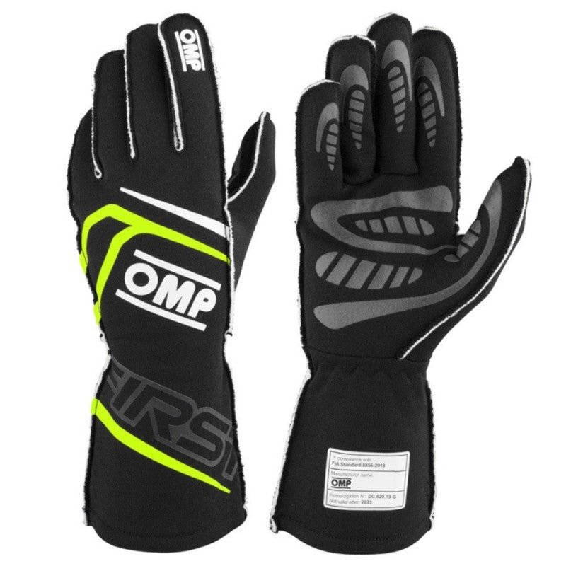 GUANTES OMP FIRST FIA 8856-2018 MY2025 NEGRO / FLUO AMARILLO TALLA XS - OMP original APEXCORSE imagen 1
