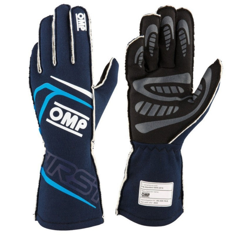 GUANTES OMP FIRST FIA 8856-2018 MY2025 NAVY AZUL / CYAN TALLA L - OMP original APEXCORSE imagen 1