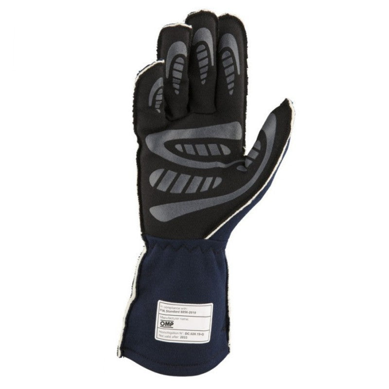 GUANTES OMP FIRST FIA 8856-2018 MY2025 NAVY AZUL / FLUO NARANJA TALLA M - OMP original APEXCORSE imagen 3