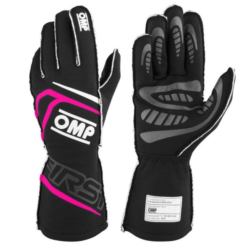 GUANTES OMP FIRST FIA 8856-2018 MY2025 NEGRO / FUCSIA TALLA XS - OMP original APEXCORSE imagen 1