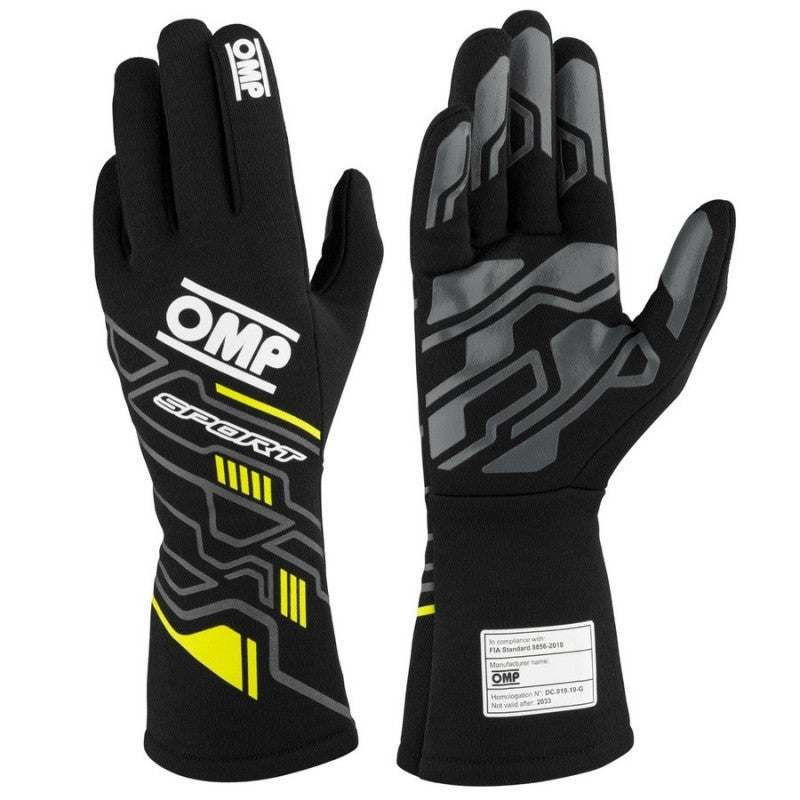 GUANTES OMP SPORT FIA 8856-2018 MY2025 NEGRO / FLUO AMARILLO TALLA S - OMP original APEXCORSE imagen 1