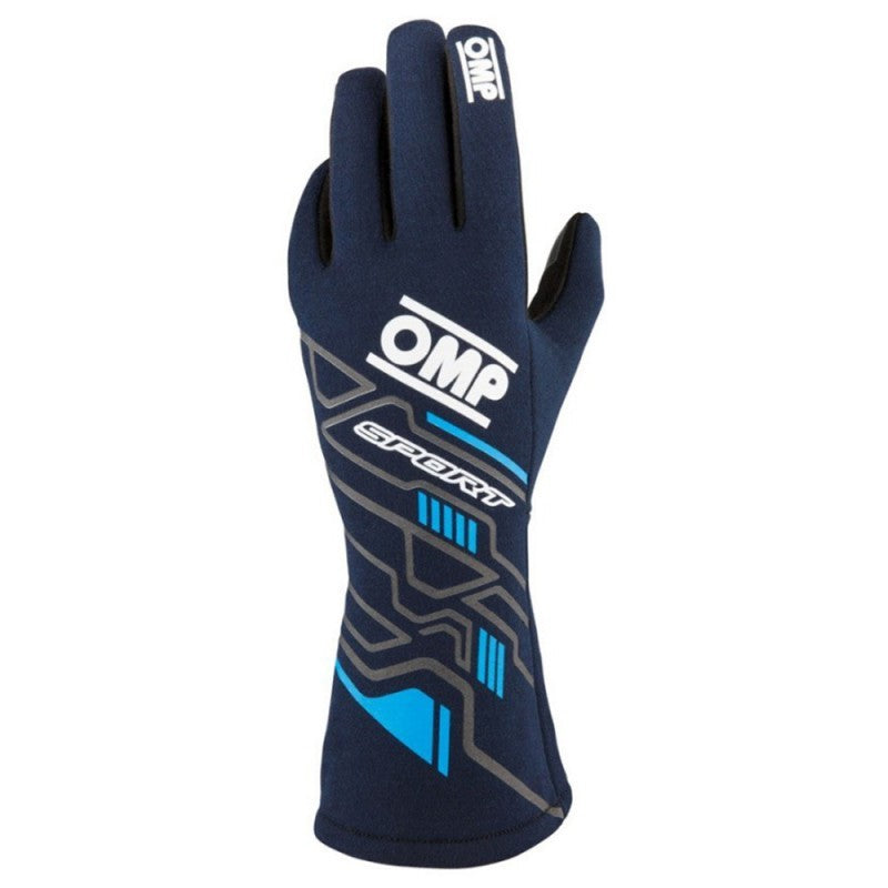 GUANTES OMP SPORT FIA 8856-2018 MY2025 NAVY AZUL / CYAN TALLA XS - OMP original APEXCORSE imagen 2