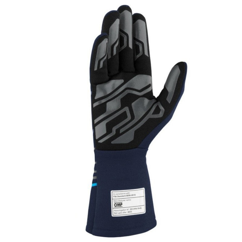 GUANTES OMP SPORT FIA 8856-2018 MY2025 NAVY AZUL / CYAN TALLA XS - OMP original APEXCORSE imagen 3