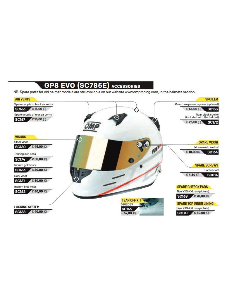 OMP VISERA TRANSPARENTE PARA CASCOS GP8 EVO - OMP original APEXCORSE imagen 1