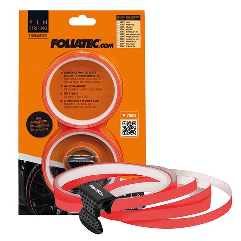 FOLIATEC Pinstriping Para Llanta Ayuda De Montaje Incluída Neón Rojo 8,6 M (4 x 2,15 M) 6 mm - FOLIATEC original APEXCORSE