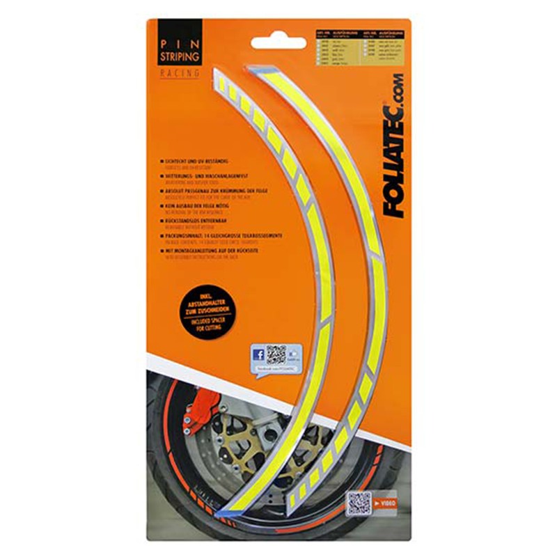 FOLIATEC Pinstriping Racing Neón Amarillo 14 Bandas De 7 mm x 41 Cm Incluido Espaciador - FOLIATEC original APEXCORSE