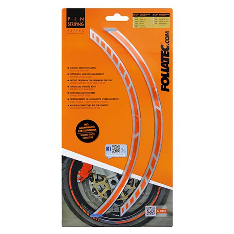 FOLIATEC Pinstriping Racing Naranja 14 Bandas De 7 mm x 41 Cm Incluido Espaciador - FOLIATEC original APEXCORSE