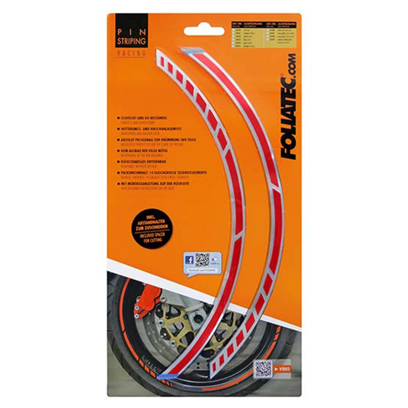 FOLIATEC Pinstriping Racing Rojo 14 Bandas De 7 mm x 41 Cm Incluido Espaciador - FOLIATEC original APEXCORSE