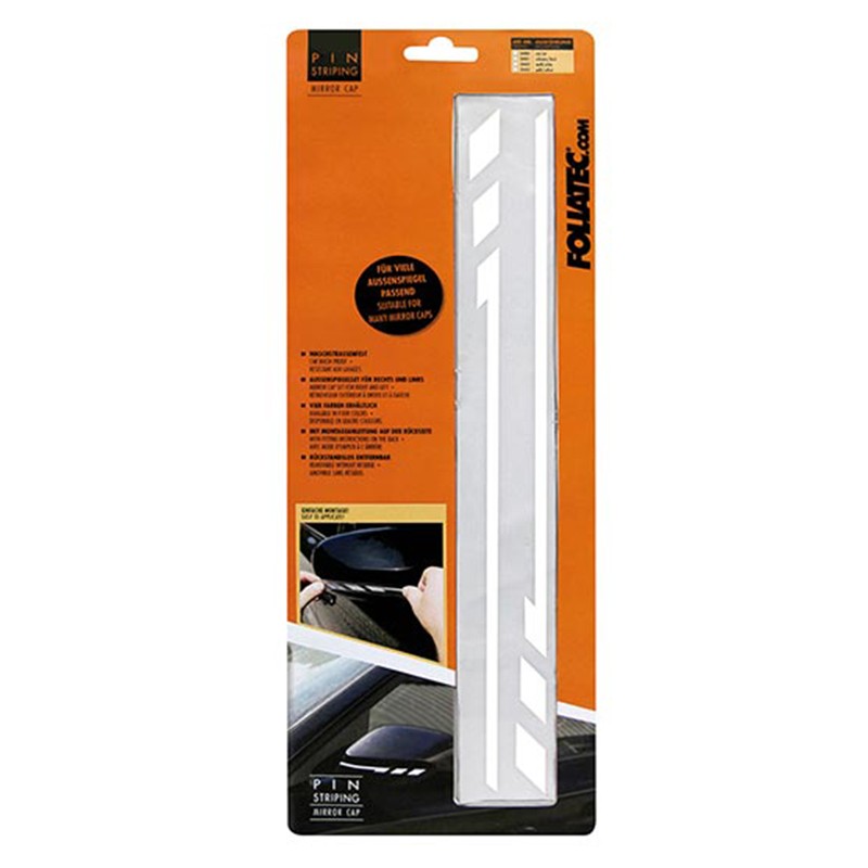 FOLIATEC Pegatina Para Espejos Retrovisores Laterales Con Bandas De Pin Blanco - FOLIATEC original APEXCORSE