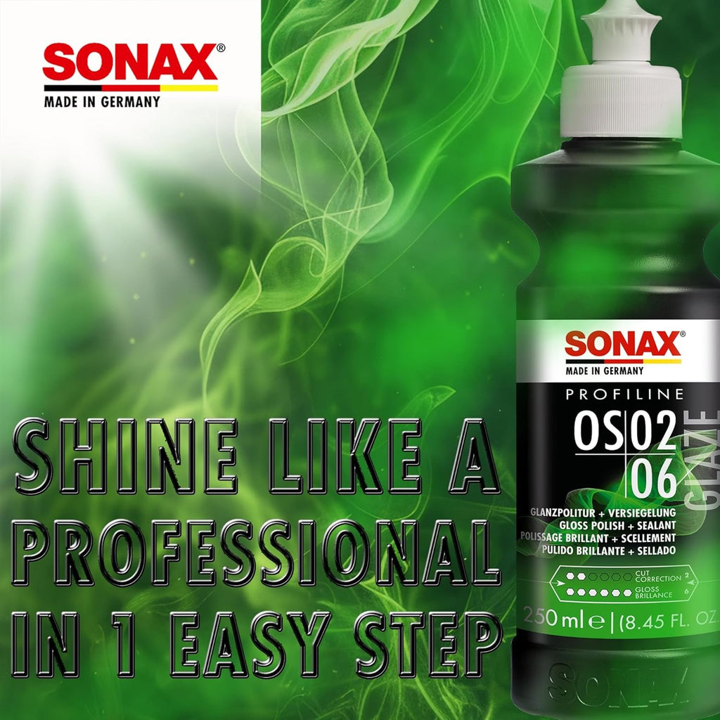 SONAX PROFILINE OS 02-06 (250 ML) ABRILLANTADOR TODO-EN-UNO CON SELLADO RÁPIDO - Imagen 5 SONAX APEXCORSE