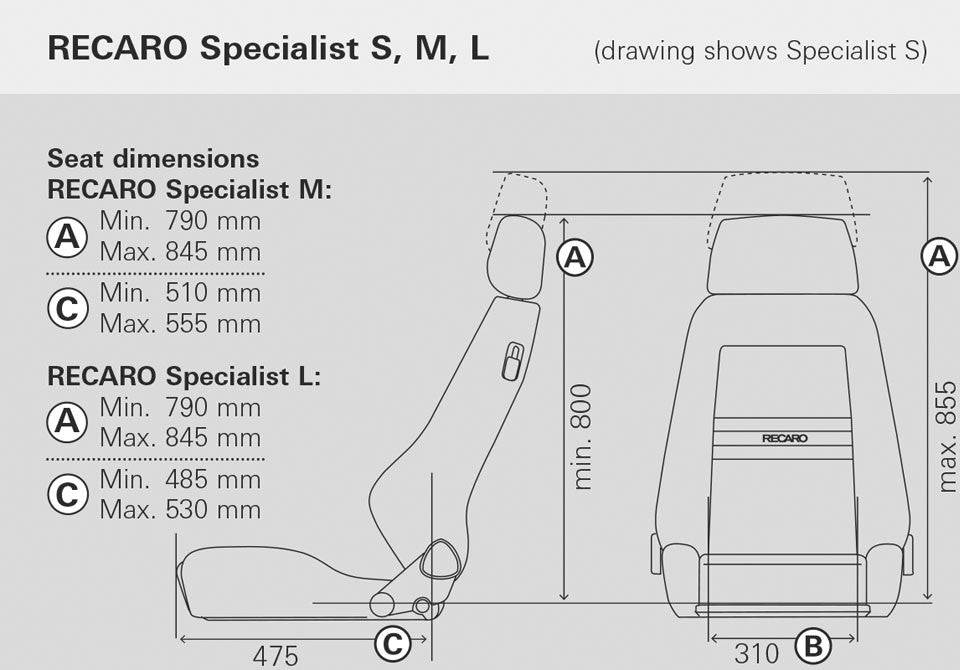 Asiento RECARO Specialist Specialist M (Lx/W) Artista Negro/Piel Artificial Negro Piloto&Copiloto - Imagen 2 RECARO APEXCORSE