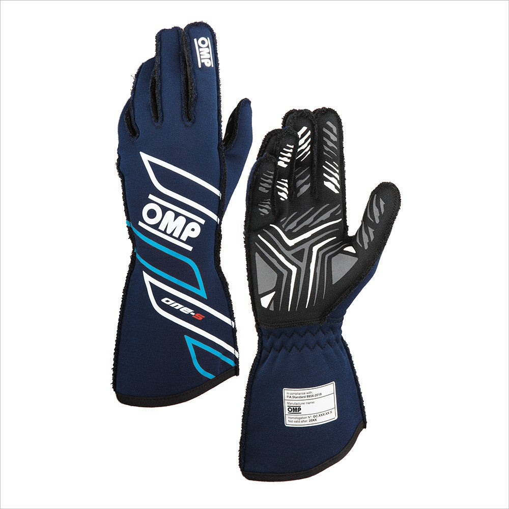 GUANTES OMP ONE-S MY2025 FIA 8856-2018 NAVY AZUL / CYAN TALLA XS - OMP original APEXCORSE imagen 1