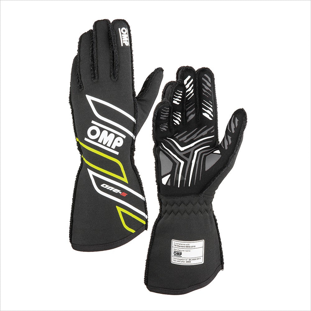 GUANTES OMP ONE-S MY2025 FIA 8856-2018 ANTRACITA / FLUO AMARILLO TALLA XXL - OMP original APEXCORSE imagen 1