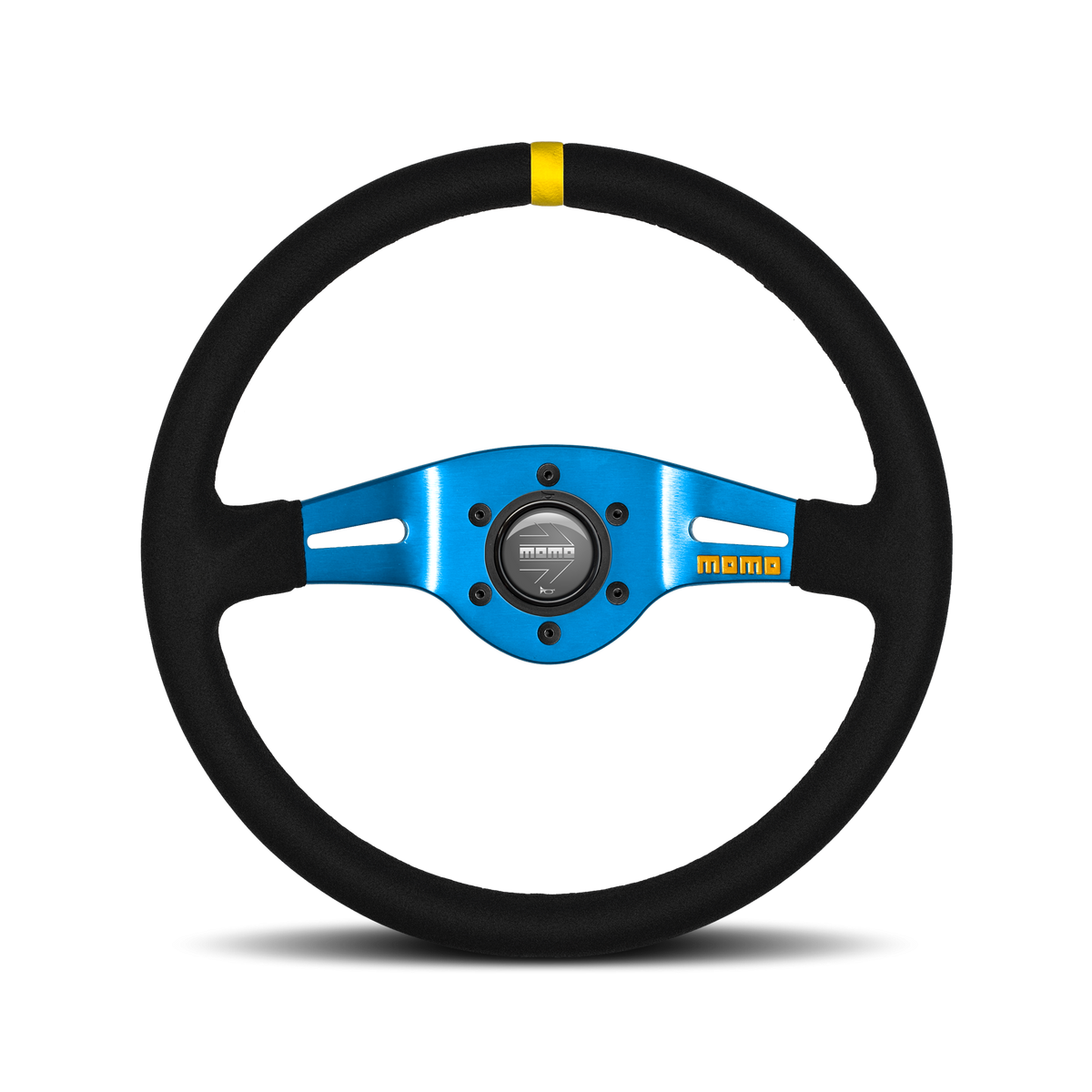 Sparco Volante Deportivo Momo Mod.03 350 Suede Negro Con Detalles Azules - Sparco original | APEXCORSE