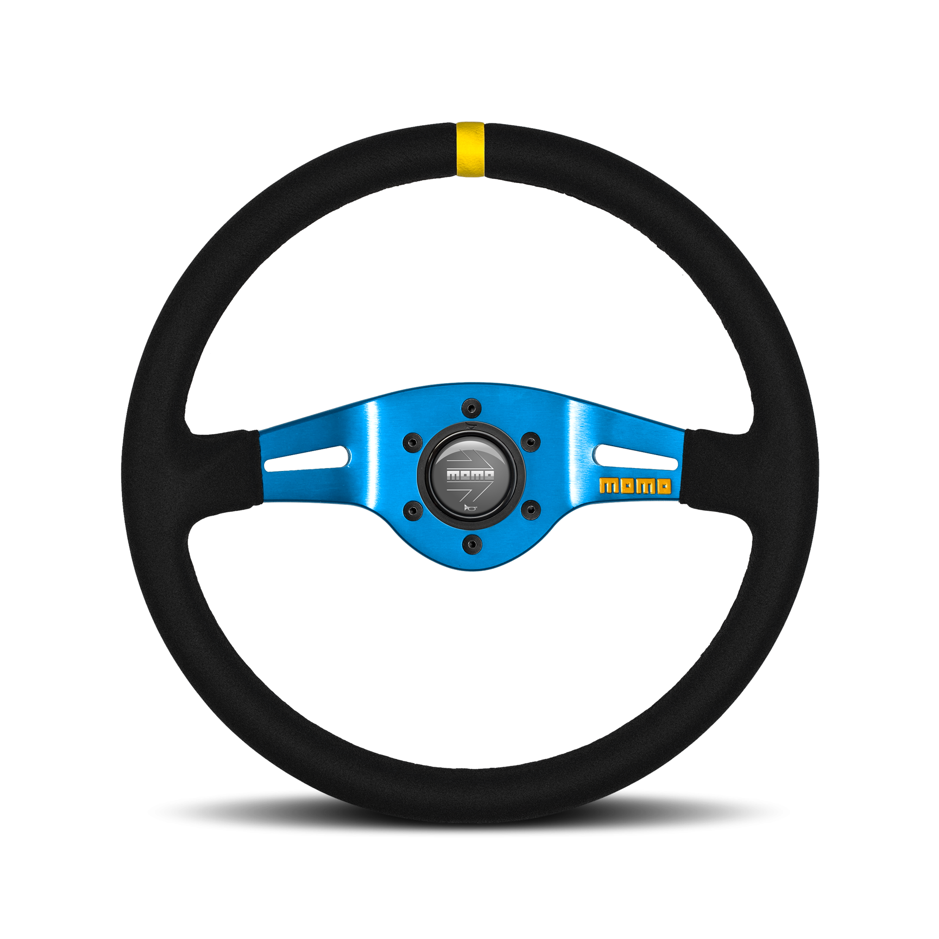 Sparco Volante Deportivo Momo Mod.03 350 Suede Negro Con Detalles Azules - Sparco original | APEXCORSE