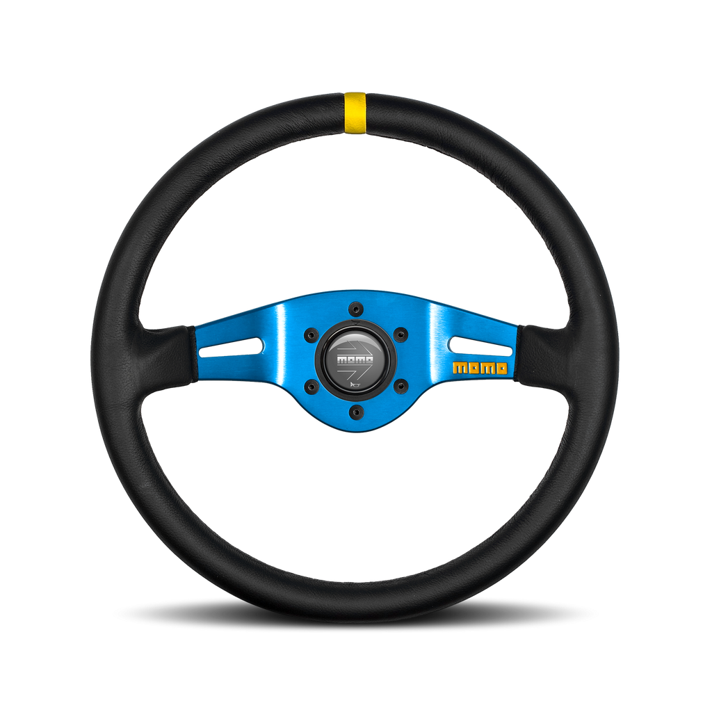 VOLANTE DEPORTIVO MOMO MOD.03 350 NEGRO AZUL - MOMO original | APEXCORSE