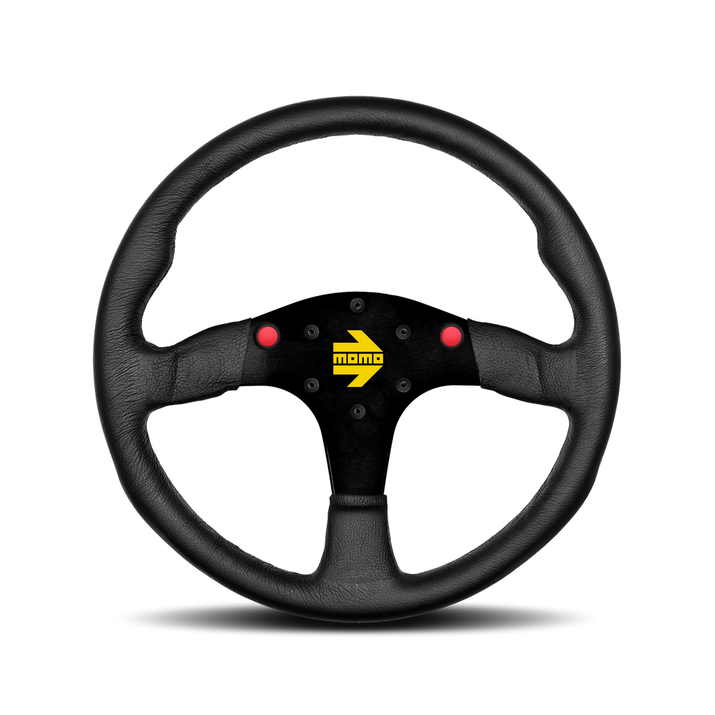 VOLANTE DEPORTIVO MOMO MOD.80 NEGRO CUERO 350MM NUEVO - MOMO original | APEXCORSE