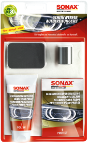 SONAX SET RENTABLE PARA REACONDICIONAR CUBIERTAS PLASTICAS DE FAROS AMARILLENTOS - SONAX original APEXCORSE