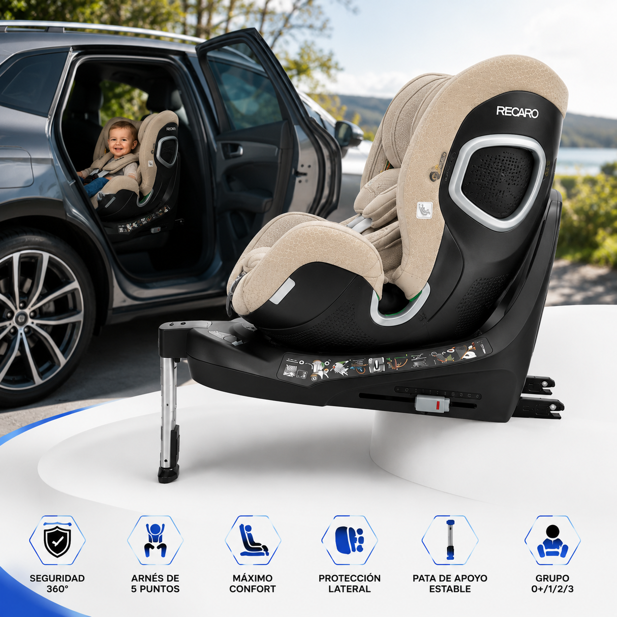 Silla Bebe RECARO Xenon 1 Kid 61 - 125Cm Elegant Beige Grupo 0 1 Y 2 - Imagen 10 RECARO APEXCORSE