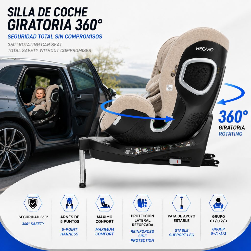 Silla Bebe RECARO Xenon 1 Kid 61 - 125Cm Elegant Beige Grupo 0 1 Y 2 - Imagen 11 RECARO APEXCORSE