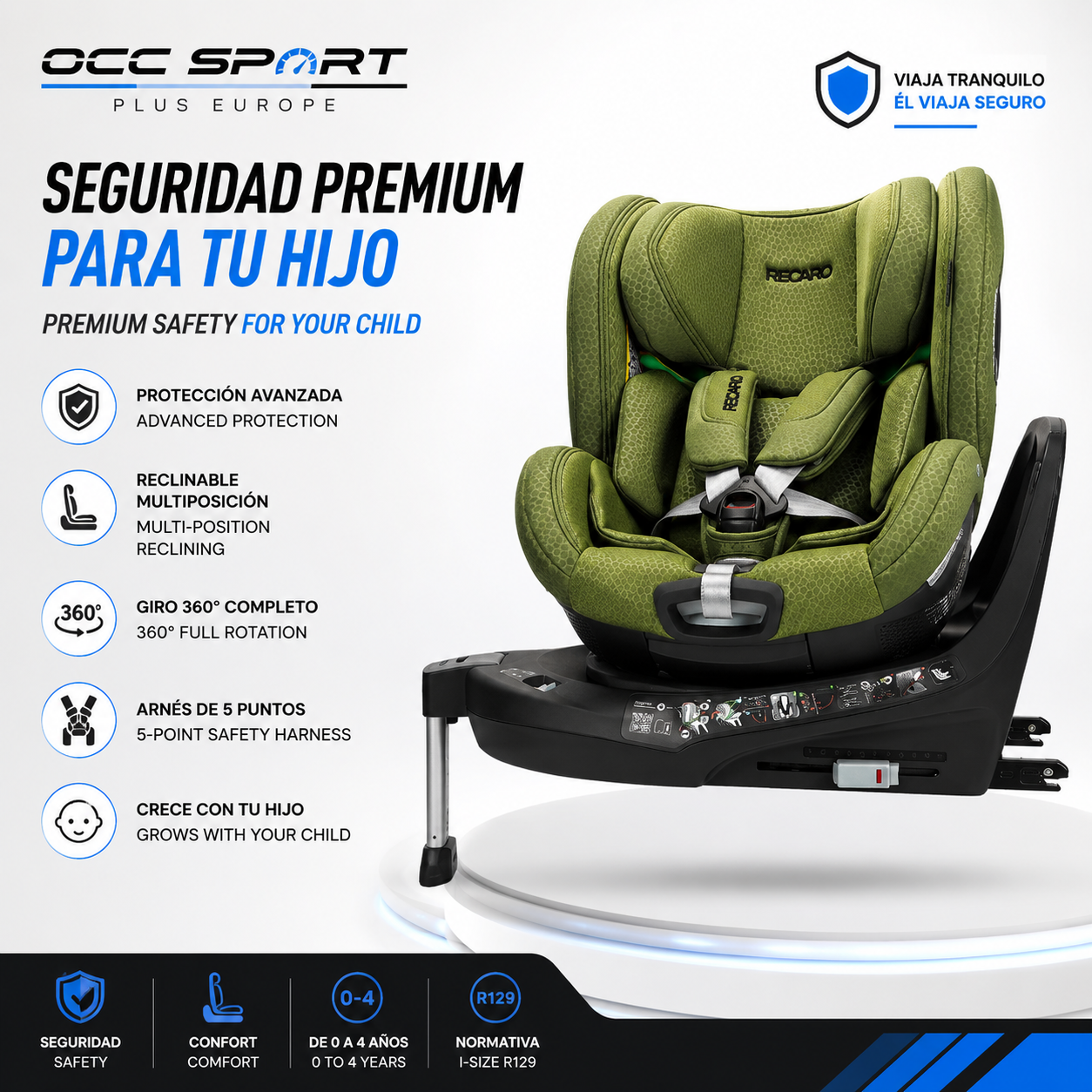 Silla Bebe RECARO Xenon 1 Kid 61 - 125Cm Epic Green Grupo 0 1 Y 2 - Imagen 8 RECARO APEXCORSE