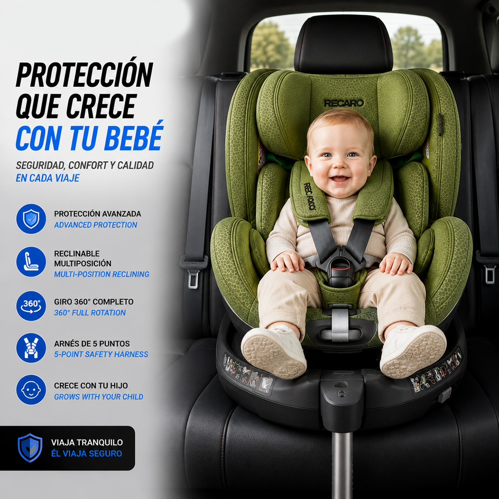 Silla Bebe RECARO Xenon 1 Kid 61 - 125Cm Epic Green Grupo 0 1 Y 2 - RECARO original APEXCORSE