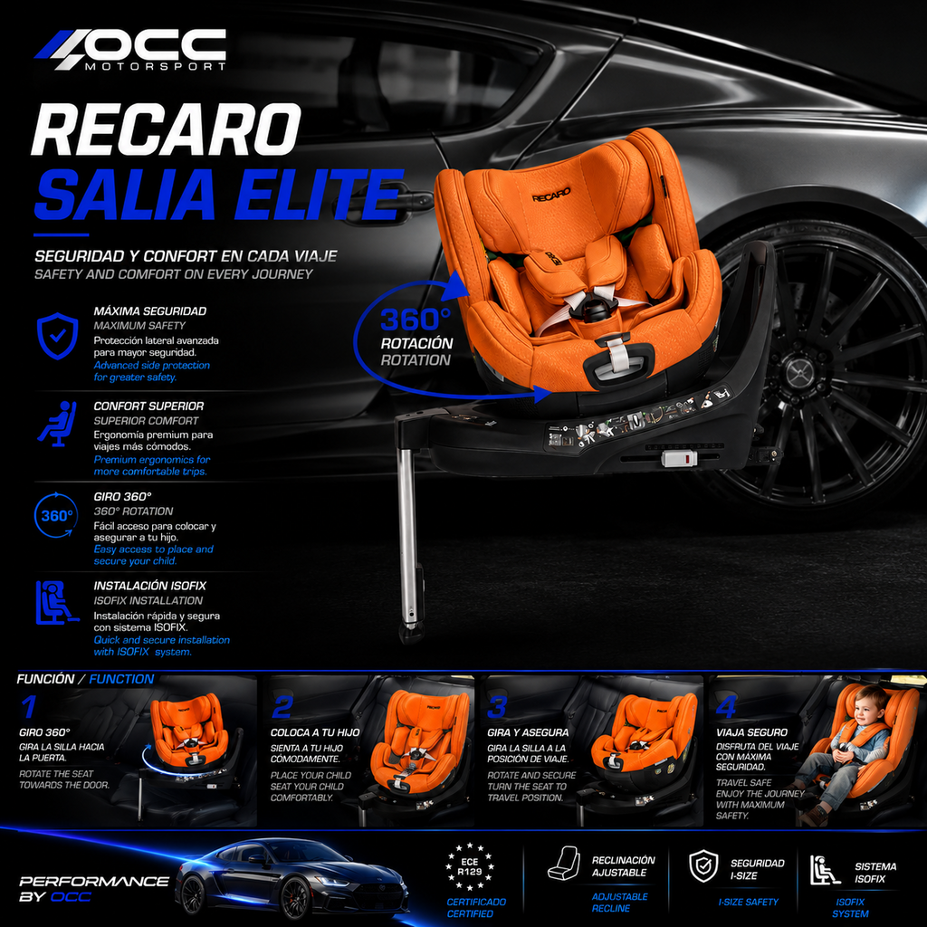 Silla Bebe RECARO Xenon 1 Kid 61 - 125Cm Vibrant Orange Grupo 0 1 Y 2 - Imagen 14 RECARO APEXCORSE