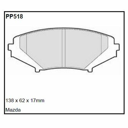 Pastillas de freno Black Diamond Rayado 12 BDPP518 para Mazda Rx8