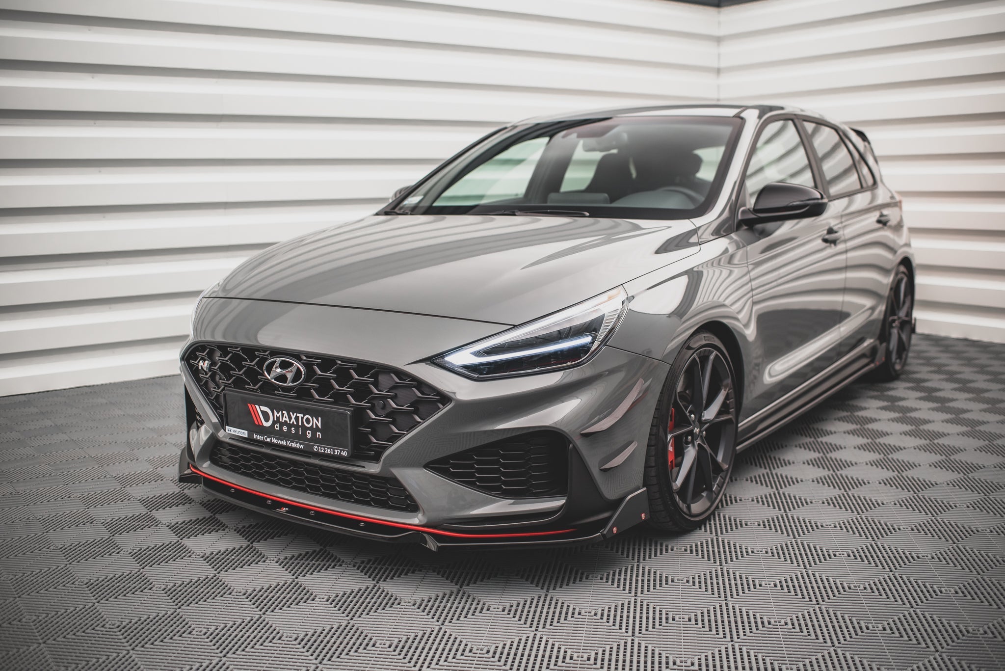 Maxton Design Splitter delantero V.1 + Flaps para Hyundai I30 N / I30 N-Line Hatchback/Fastback Mk3 Facelift - imagen 1