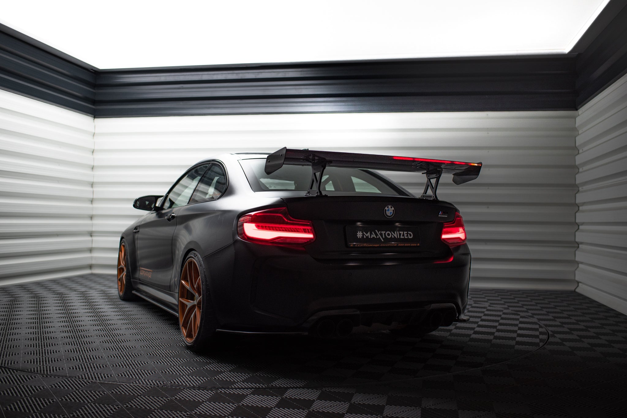 Maxton Design Alerón de carbono With Internal Brackets Uprights + LED para BMW M2 F87 / 2 / 2 M-Pack F22 - imagen 4