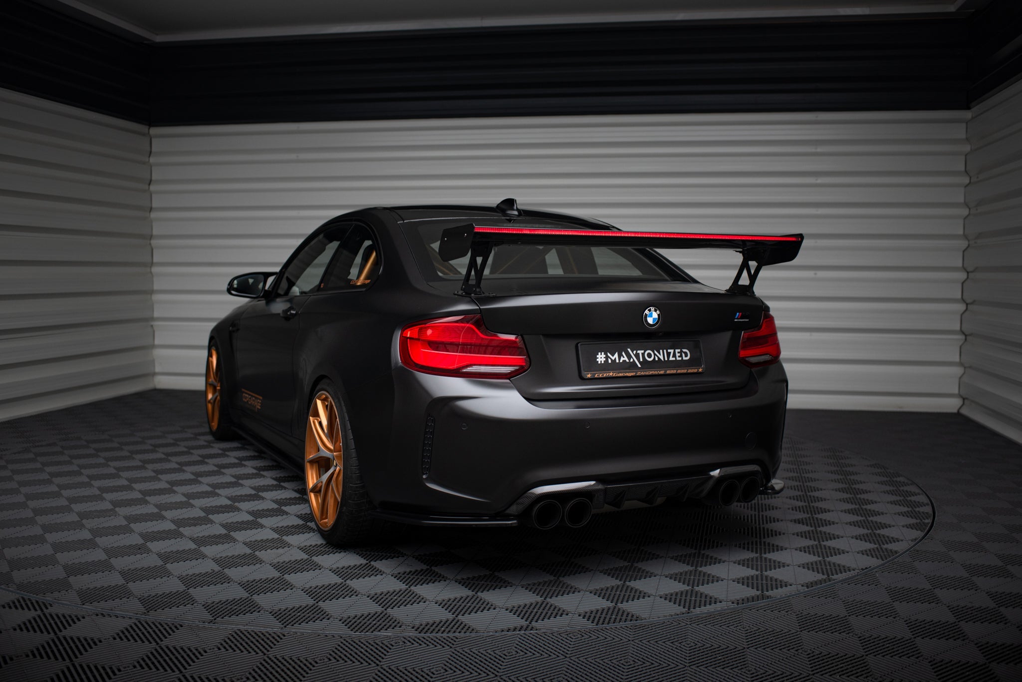 Maxton Design Alerón de carbono With External Brackets Uprights + LED para BMW M2 F87 / 2 / 2 M-Pack F22 - imagen 11