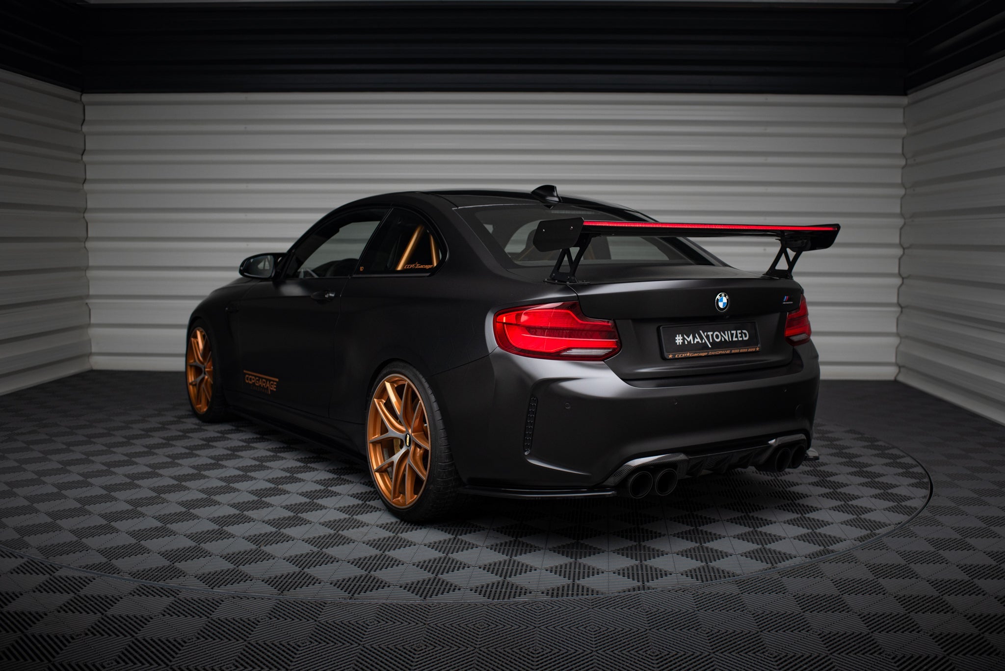 Maxton Design Alerón de carbono With External Brackets Uprights + LED para BMW M2 F87 / 2 / 2 M-Pack F22 - imagen 13