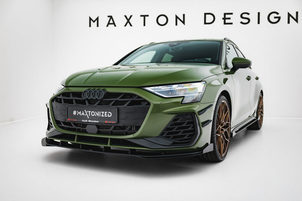 Maxton Design Street Pro Front Splitter V.1 + Flaps para Audi S3 Sportback / A3 S-line Sportback 8Y Facelift - imagen 1
