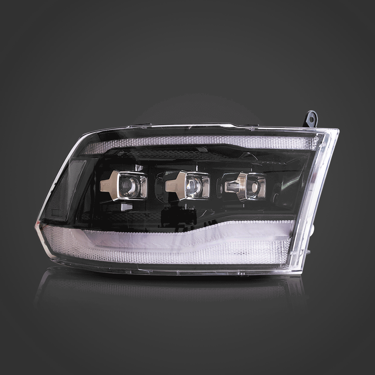 Faros delanteros VLAND 09-18 Dodge Ram 4th Gen 1500 2500 3500 LED proyector Matrix LED negros — LED E-Mark | imagen 4