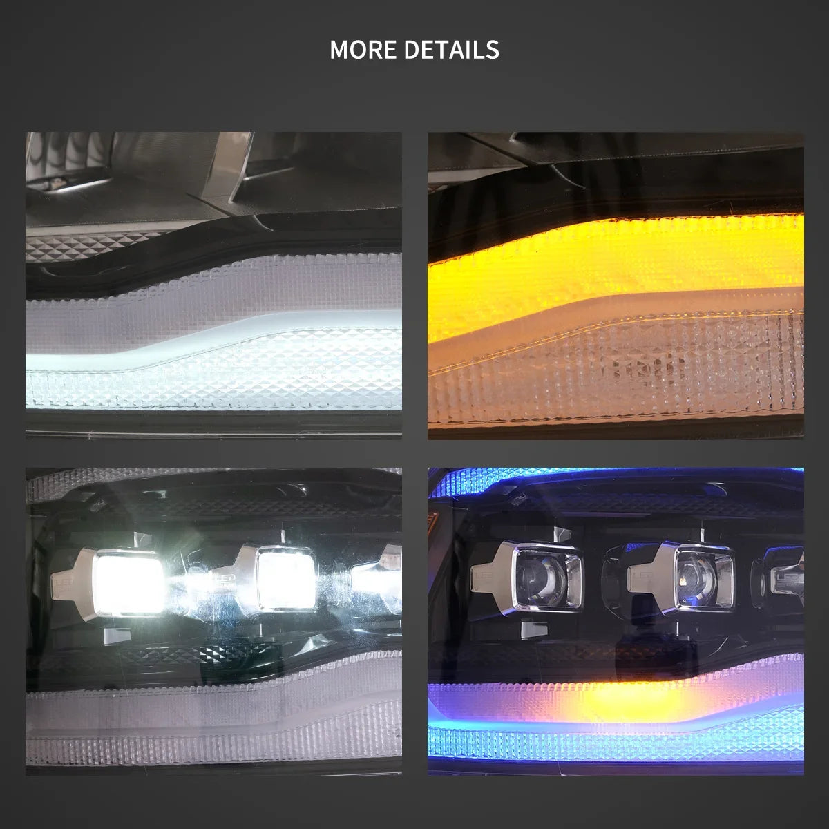 Faros delanteros VLAND 09-18 Dodge Ram 4th Gen 1500 2500 3500 LED proyector Matrix LED negros — LED E-Mark | imagen 6