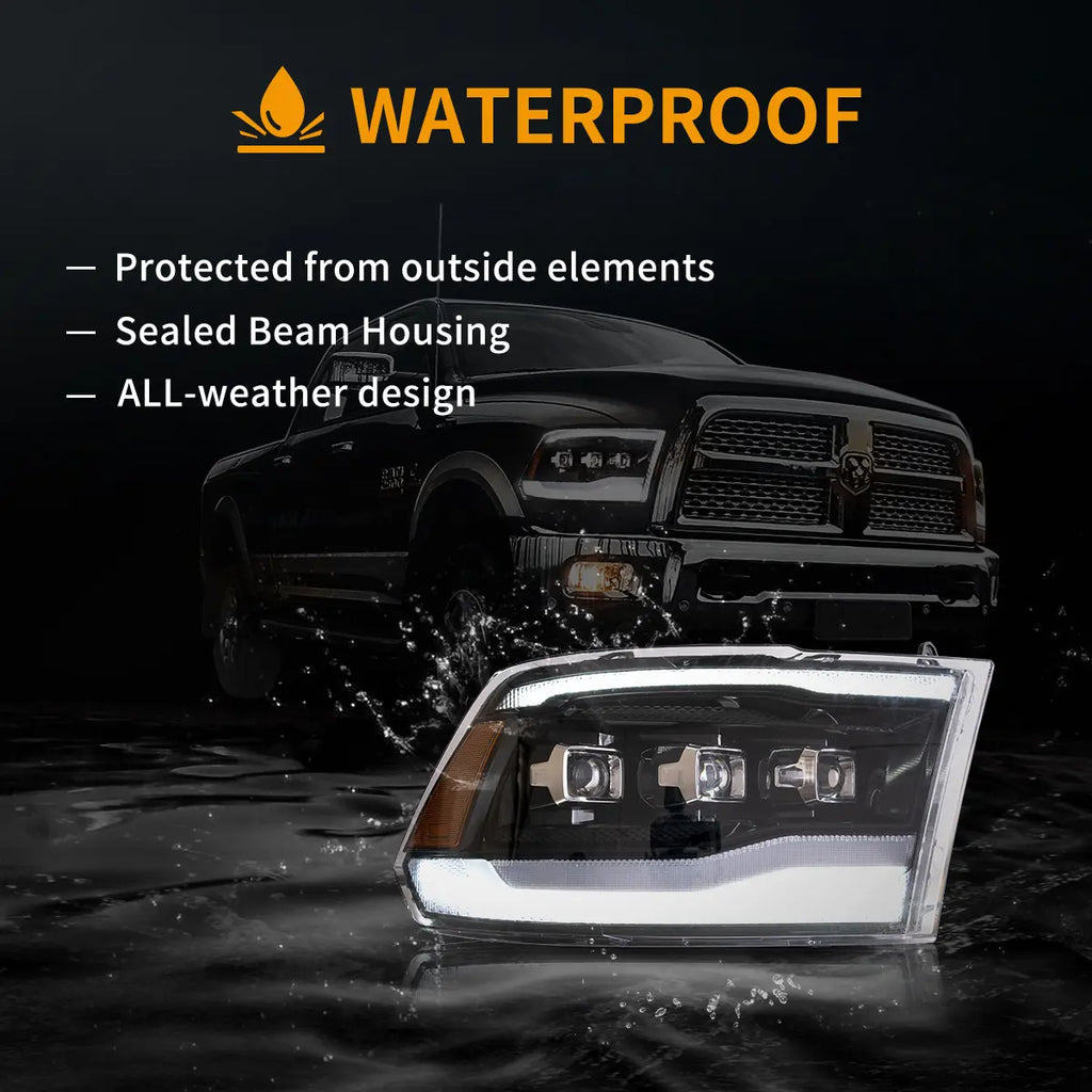 Faros delanteros VLAND 09-18 Dodge Ram 4th Gen 1500 2500 3500 LED proyector Matrix LED negros — LED E-Mark | imagen 9