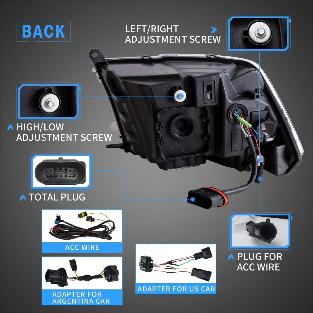 Faros delanteros VLAND 09-18 Dodge Ram 4th Gen 1500 2500 3500 LED Reflection Bowl — LED E-Mark | imagen 6