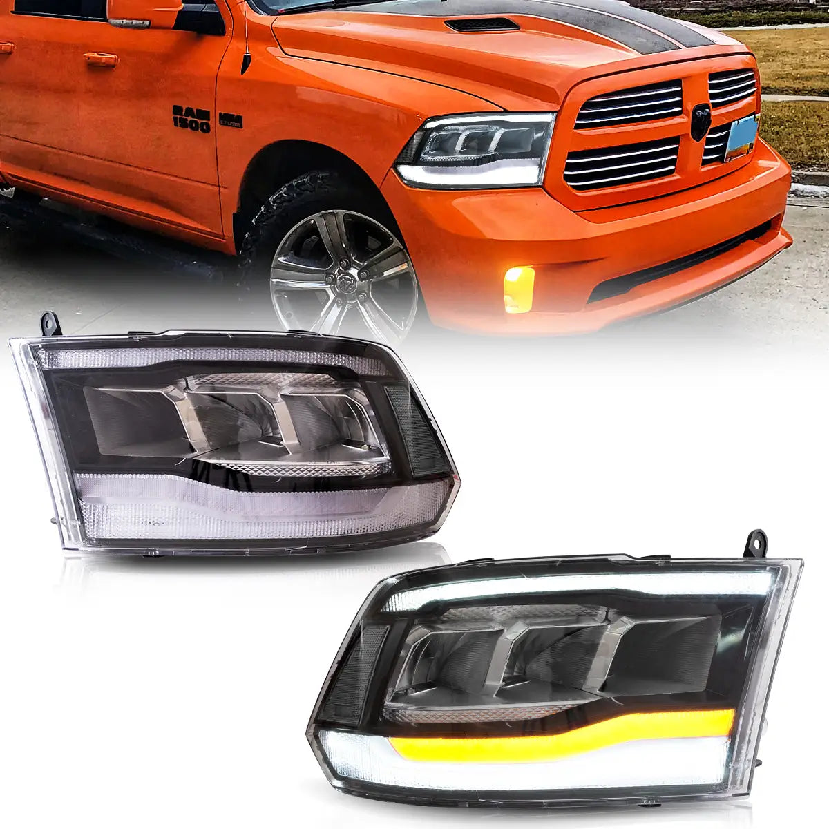 Faros delanteros VLAND 09-18 Dodge Ram 4th Gen 1500 2500 3500 LED Reflection Bowl — LED E-Mark | imagen 2