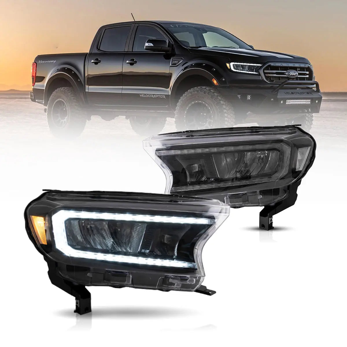 Faros delanteros VLAND 15-21 Ford Ranger [International Types] LED Reflection Bowl — LED E-Mark | imagen 1