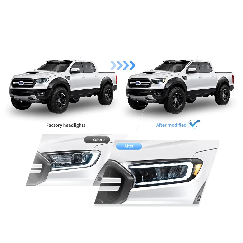 Faros delanteros VLAND 19-23 Ford Ranger [US Types] LED Reflection Bowl — LED E-Mark | imagen 7