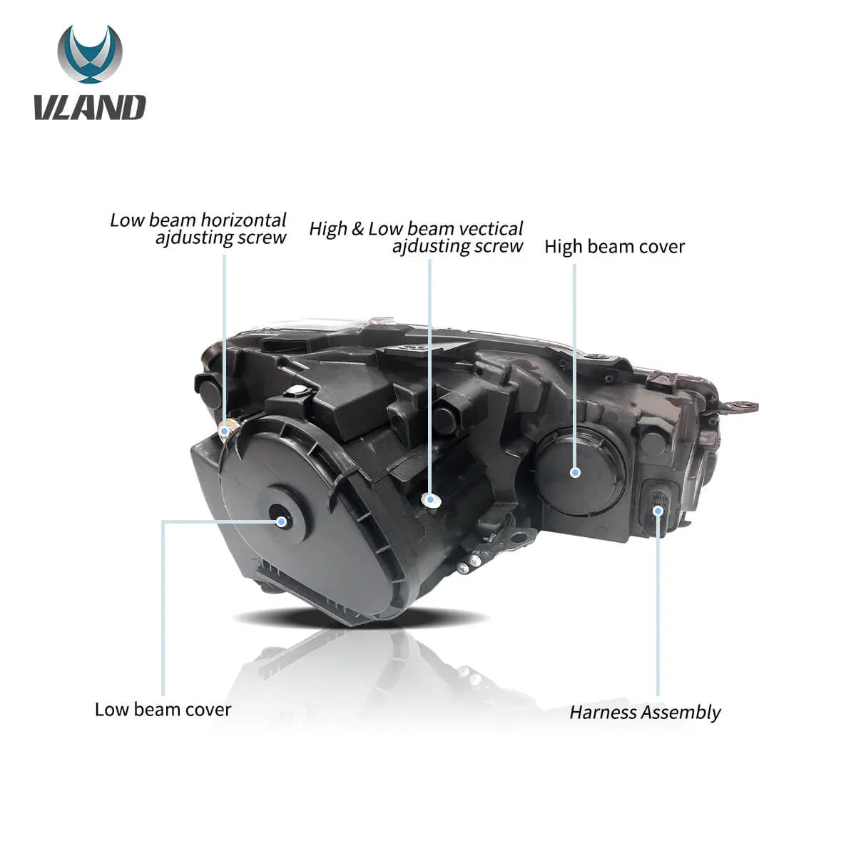 Faros delanteros VLAND 08-14 VW Golf Mk6 proyector Bi-LED con Demon Eyes — LED E-Mark | imagen 8
