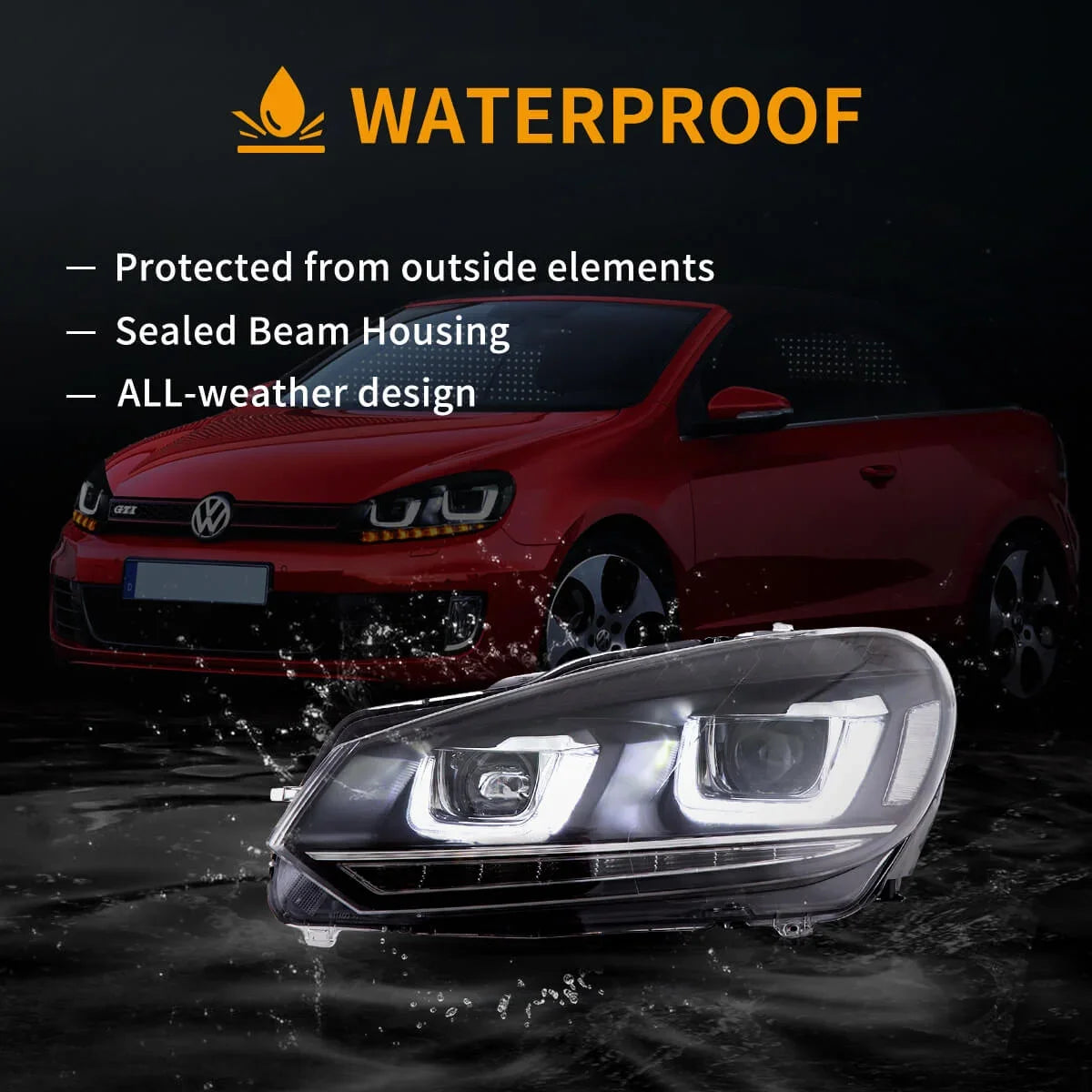 Faros delanteros VLAND 08-14 VW Golf Mk6 proyector Bi-LED con Demon Eyes — LED E-Mark | imagen 10