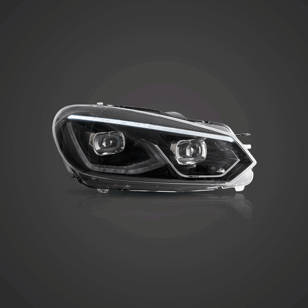 Faros delanteros VLAND 08-14 VW Golf Mk6 LED proyector Bi-LED negros — LED E-Mark | imagen 2