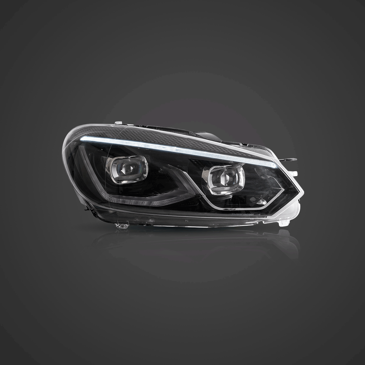 Faros delanteros VLAND 08-14 VW Golf Mk6 LED proyector Bi-LED negros — LED E-Mark | imagen 2
