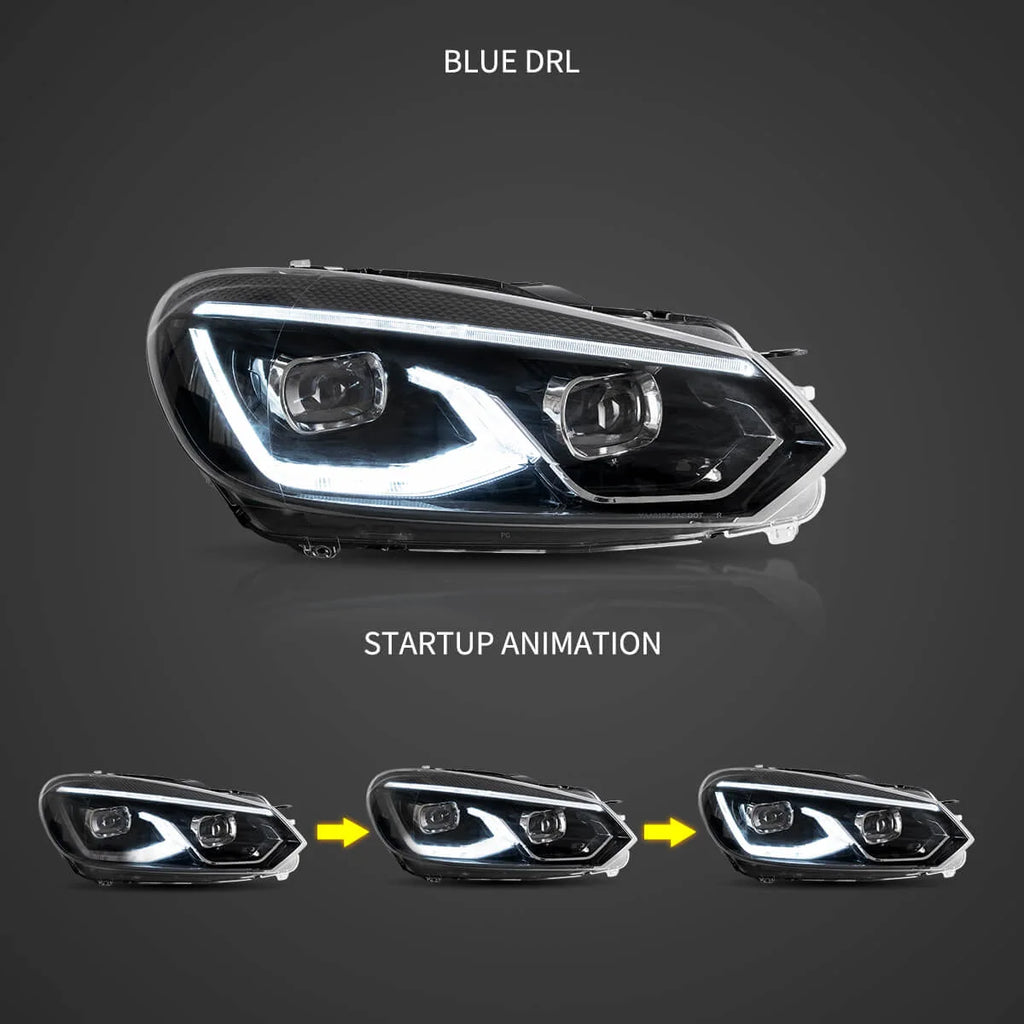Faros delanteros VLAND 08-14 VW Golf Mk6 LED proyector Bi-LED negros — LED E-Mark | imagen 4