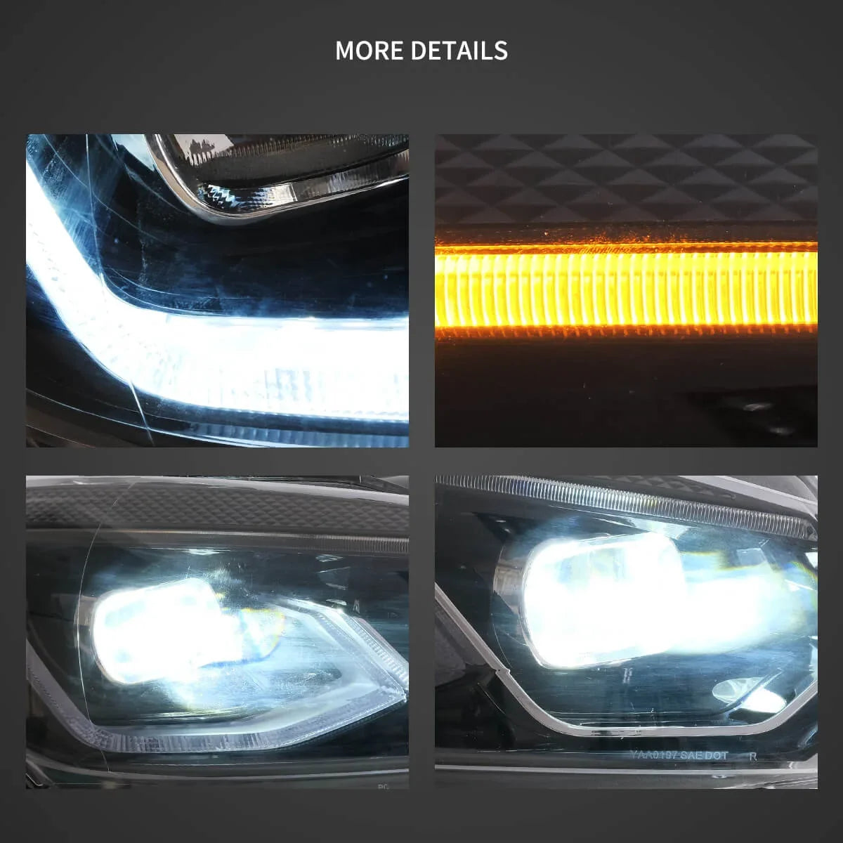 Faros delanteros VLAND 08-14 VW Golf Mk6 LED proyector Bi-LED negros — LED E-Mark | imagen 5