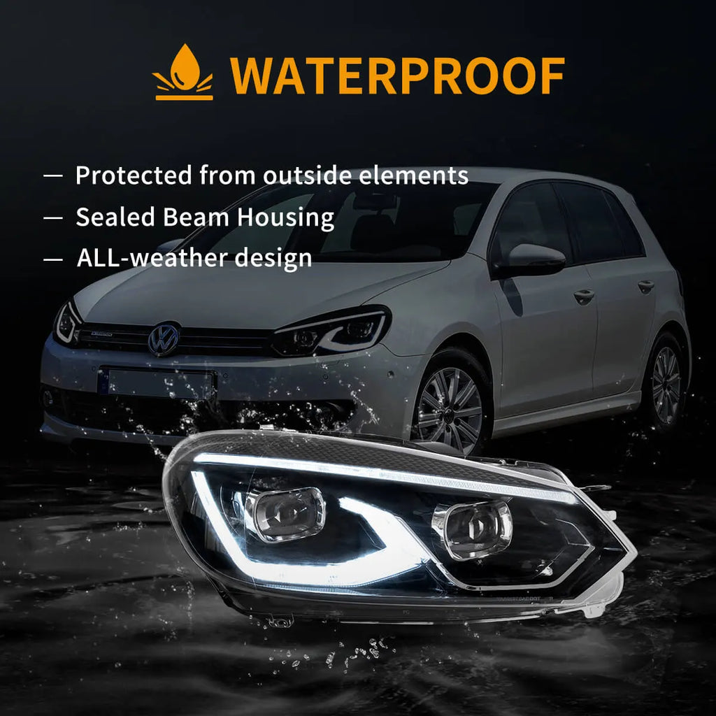 Faros delanteros VLAND 08-14 VW Golf Mk6 LED proyector Bi-LED negros — LED E-Mark | imagen 9