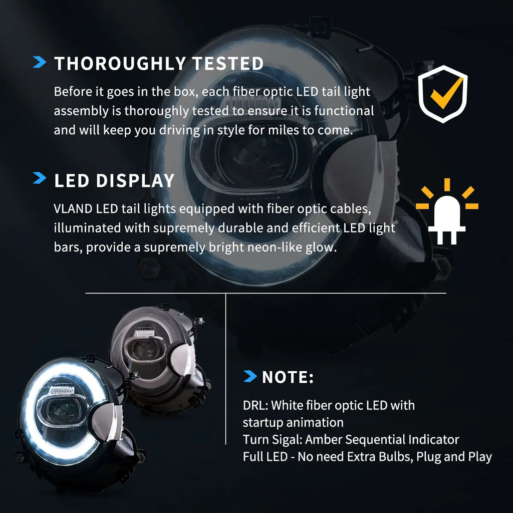 Faros delanteros VLAND 07-15 Mini Cooper R55 R56 R57 R58 R59 LED proyector LED — LED E-Mark | imagen 11