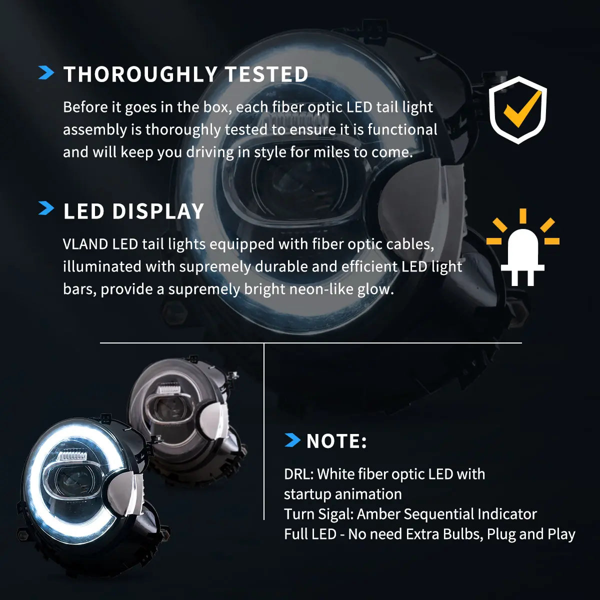 Faros delanteros VLAND 07-15 Mini Cooper R55 R56 R57 R58 R59 LED proyector LED — LED E-Mark | imagen 11
